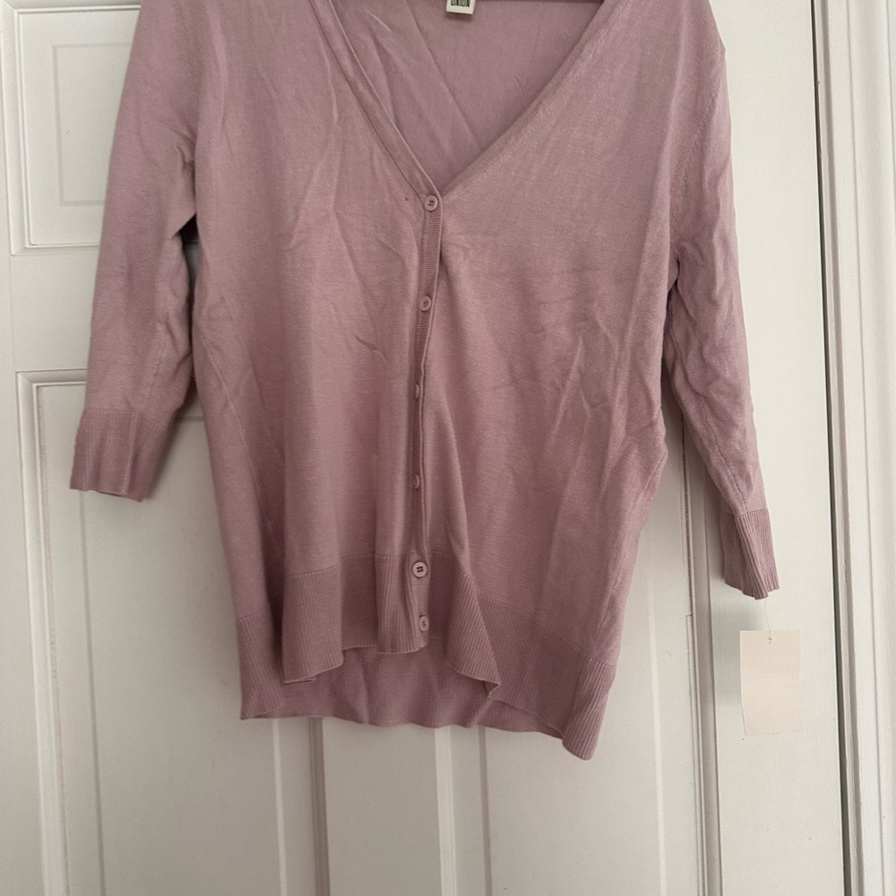 Women's V-Neck Button-Up Sweater - dusty Pink XL